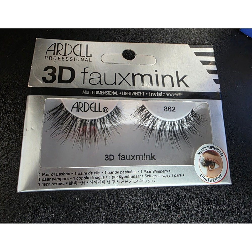 Ardell Women Black False Eyelashes 3D Faux Mink 862 Invisiband Multi-Pack
